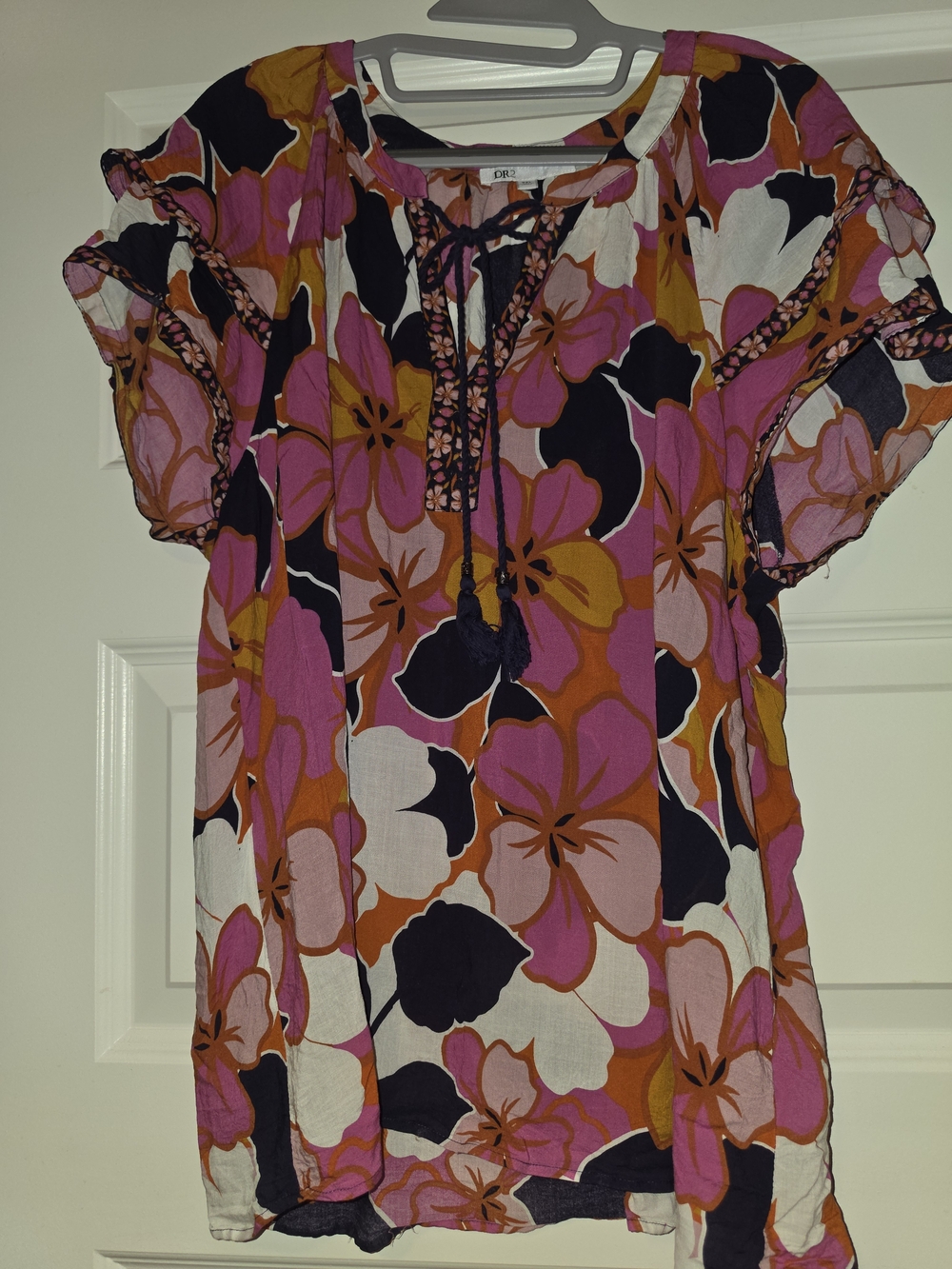 DR2 Floral Blouse in Pink & Black XXL